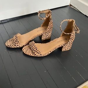 Harlow leopard print micro suede kitten block heel size 9